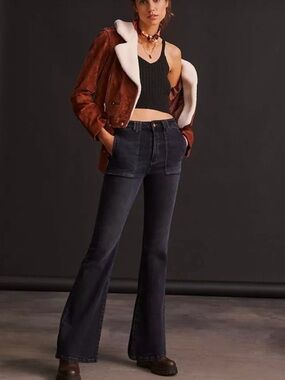 Anthropologie Pilcro The Icon Jeans Women's Size 29 Flare Dark Wash Denim Pilcro